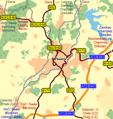 Anfahrtskizze für Plauen